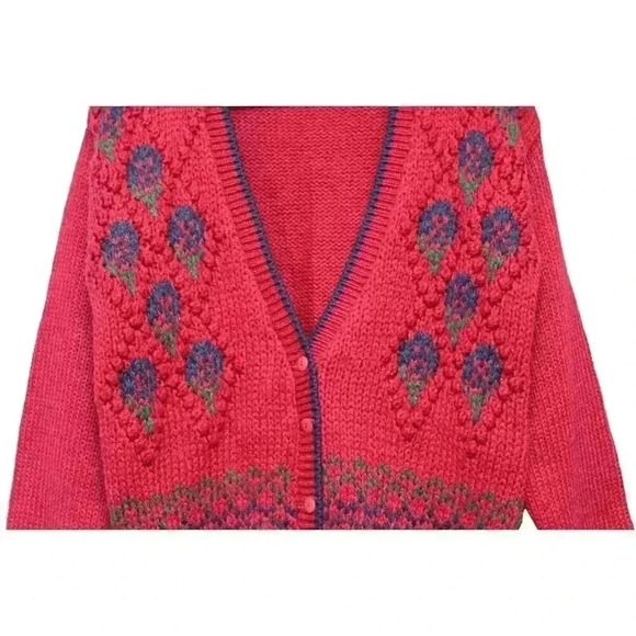 Vintage 80s 90s Grandpa Cardigan Sweater Size Large Classic Knit Ramie Argyle - Picture 4 of 12